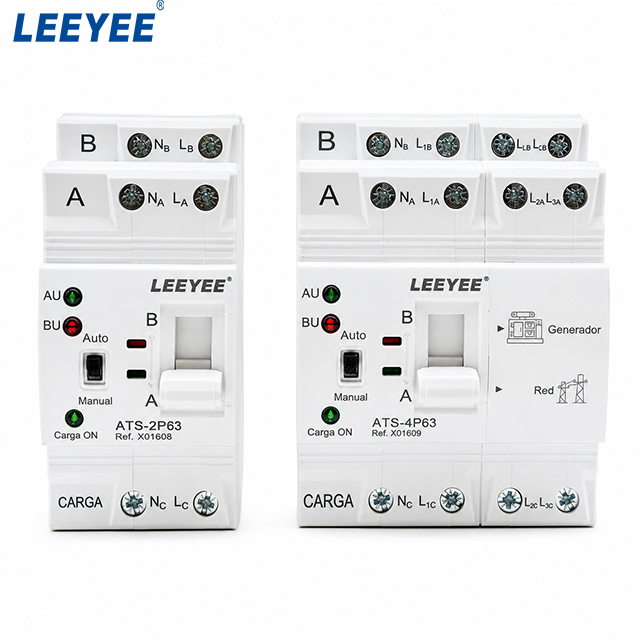 Dual Power Automatic Transfer Switch 2P 4P 63A, DIN Rail ATS for Solar Inverter and Home Backup, Fast Changeover