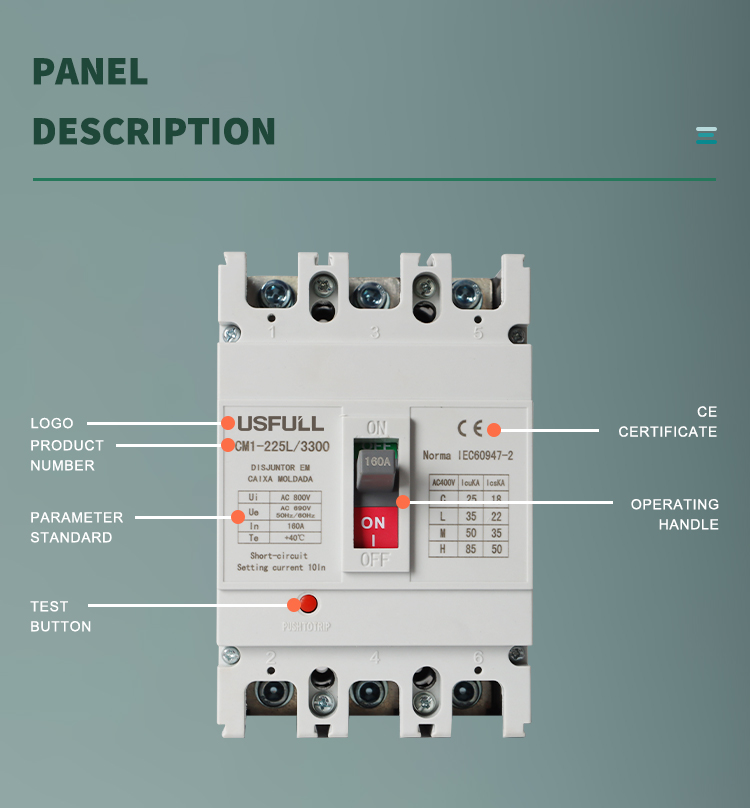 USFULL DC MCCB Molded Case Circuit Breaker 200A 225A 250A 4P 1000V For Solar System