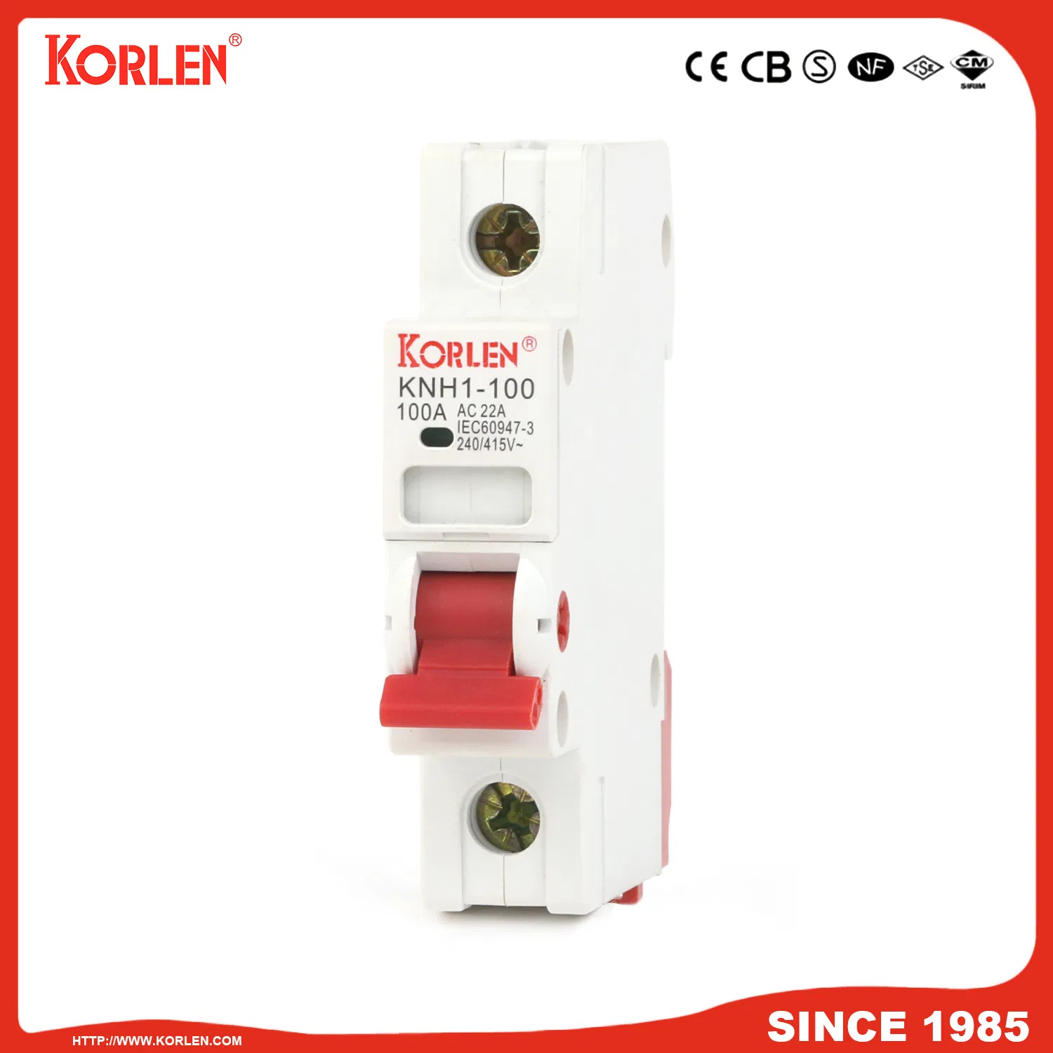 DIN Rail Isolator Switch Korlen Knh1 CE 80A 2p