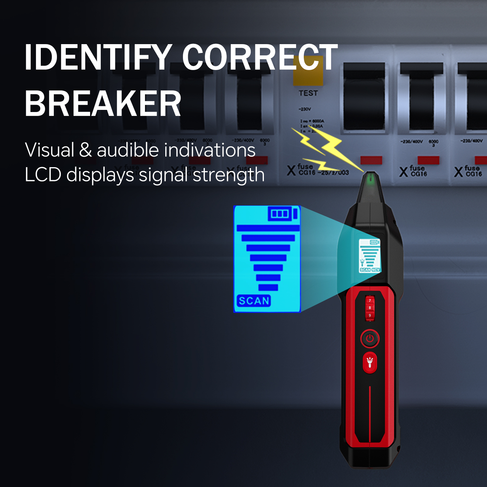 NOYAFA NF-824 Digital Circuit Breaker Finder &amp; GFCI Outlet Tester - Voltage Tester With Non Contact Voltage Detection