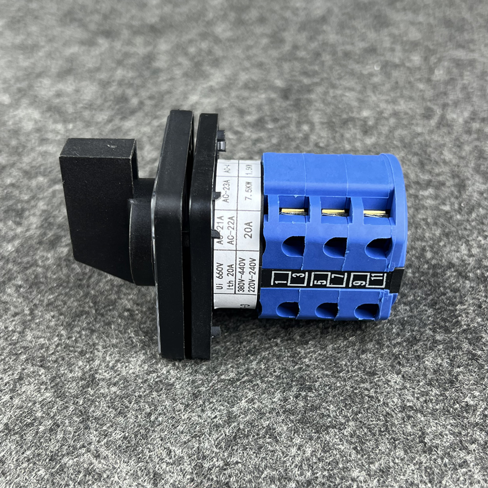 WNZJ W26 20A 3P Plastic Flush Mounting Blue and Black Manual Changeover Switch 230-440V