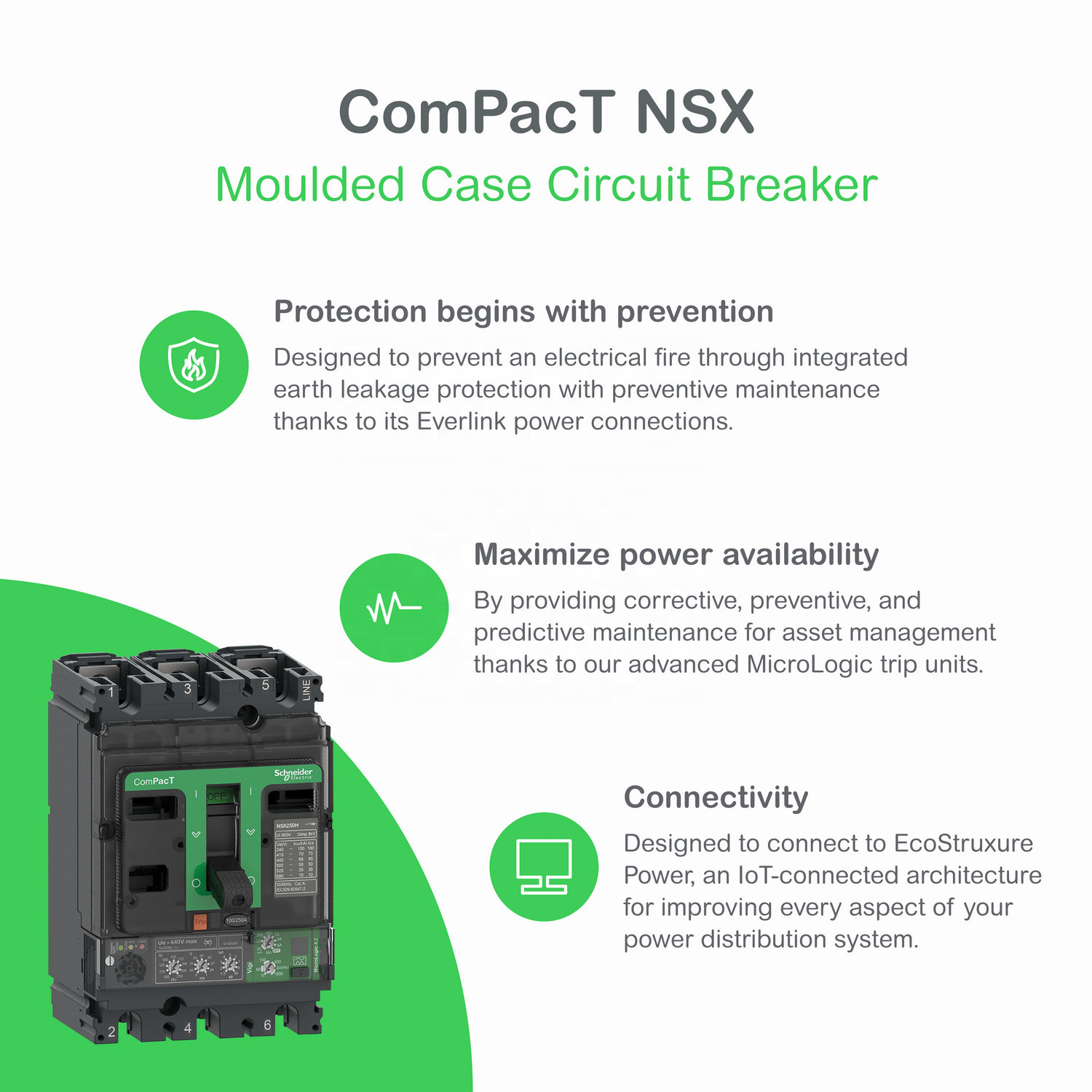 schneider mccb circuit breaker nsx400f 4p 400a 250a 300a 180a 63a 25ka 100a micrologic 2.0 Molded Case Circuit Breaker
