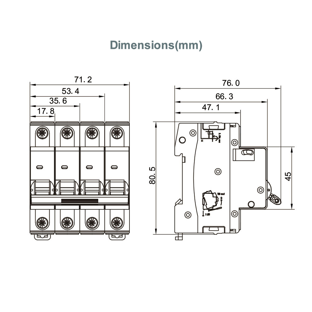 KORLEN C32 6KA 2P 32A DC Industrial Use 1000V Rated Voltage 500V DIN Rail PA66 IEC Certified Miniature Circuit Breaker