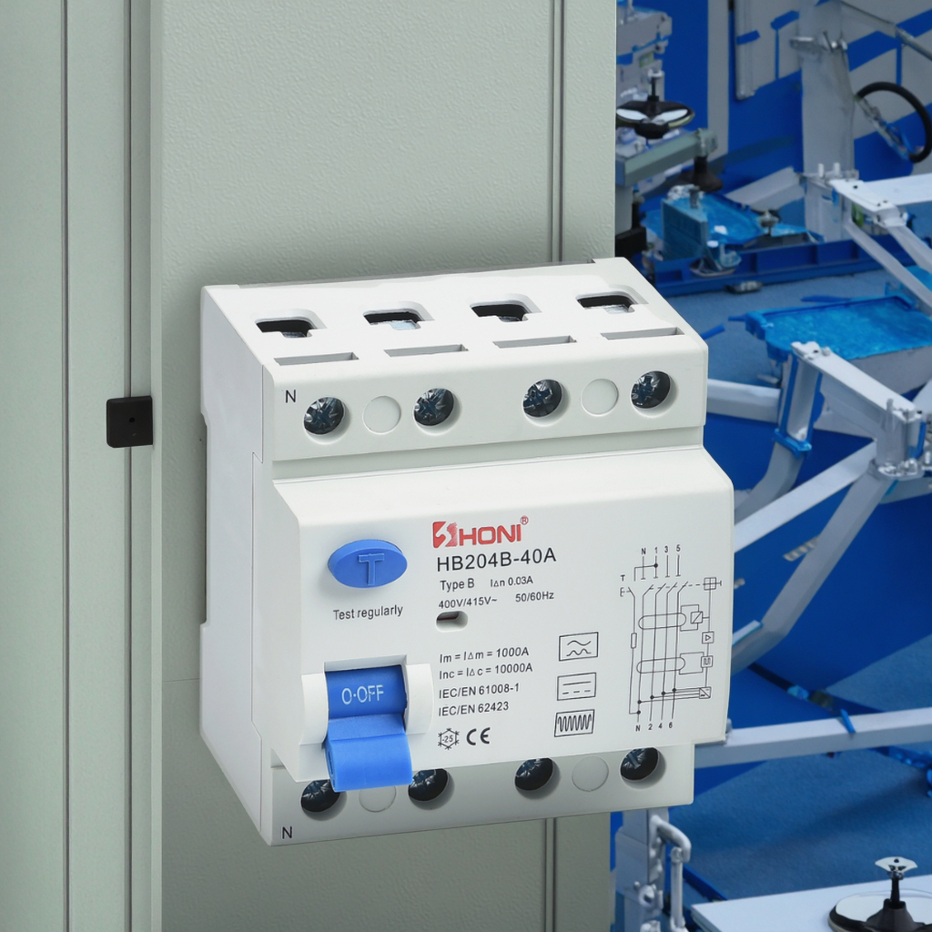 Solar System Type B RCCB 3P+N 40A 10mA 30mA 100mA 300mA 10kA Copper Protective Industrial Use Residual Current Circuit Breaker