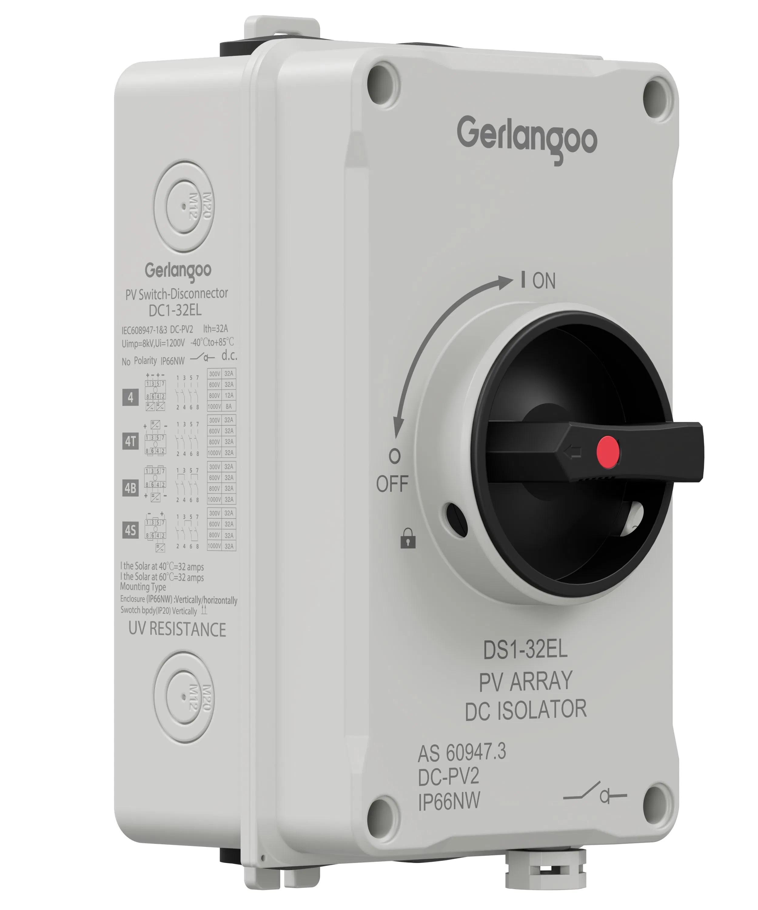 DC Solar Isolating Switch Rail Mounting DC 1200V 16A 25A 32A Electrical Isolator Switches PV Isolating Switch Disconnector
