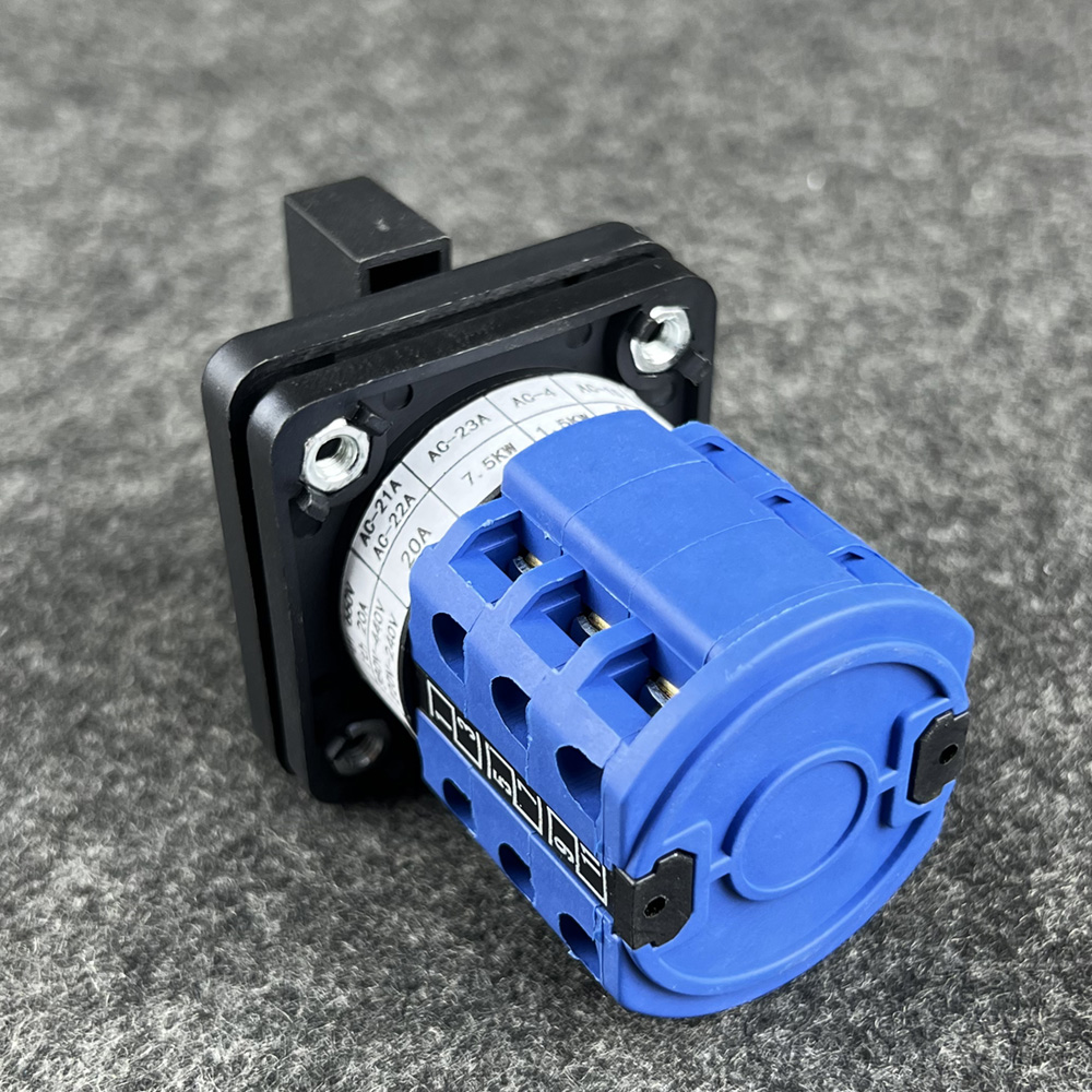 WNZJ W26 20A 3P Plastic Flush Mounting Blue and Black Manual Changeover Switch 230-440V