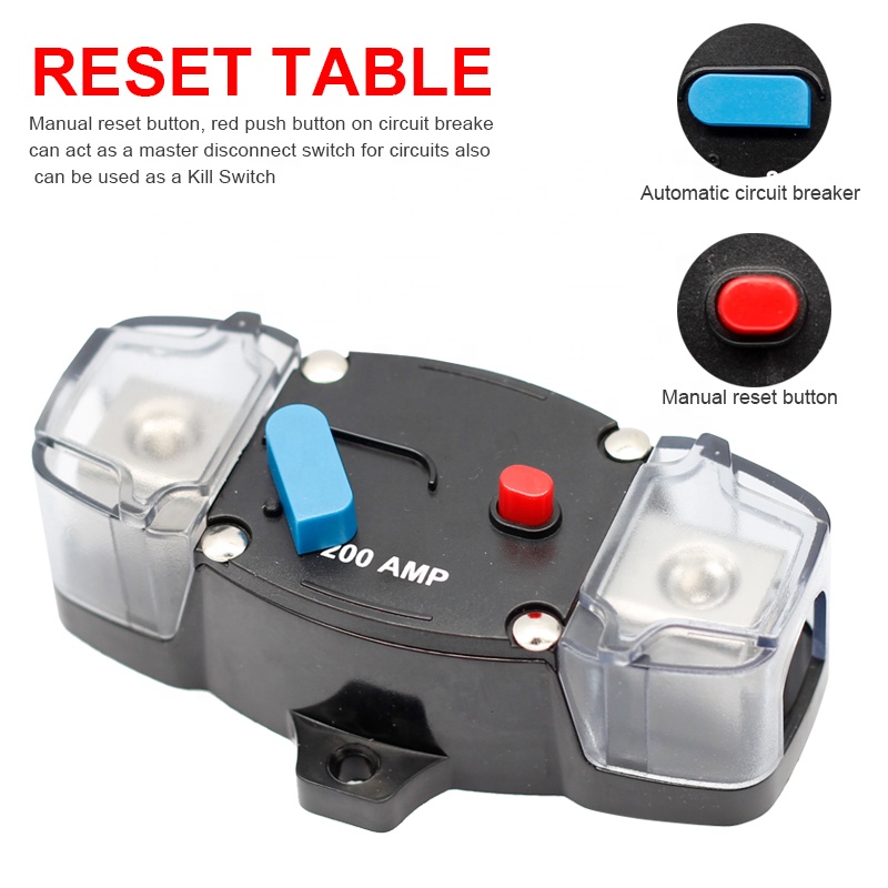 12V-48V DC 200 Amp Circuit Breaker Manual Reset 50-300A for Car Truck Rv ATV Marine Trolling Motors Boat Vehicles