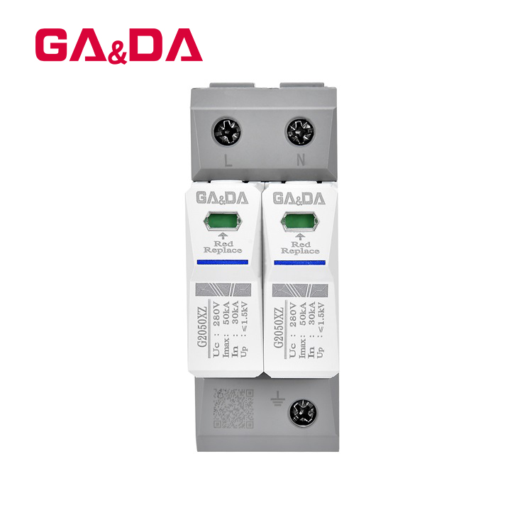Solar System Surge Protection Device T2 Class C Lightning Arrester Energy SPD G2050XZ-280-2P AC 280V CE Street Lighting Spd 20ka