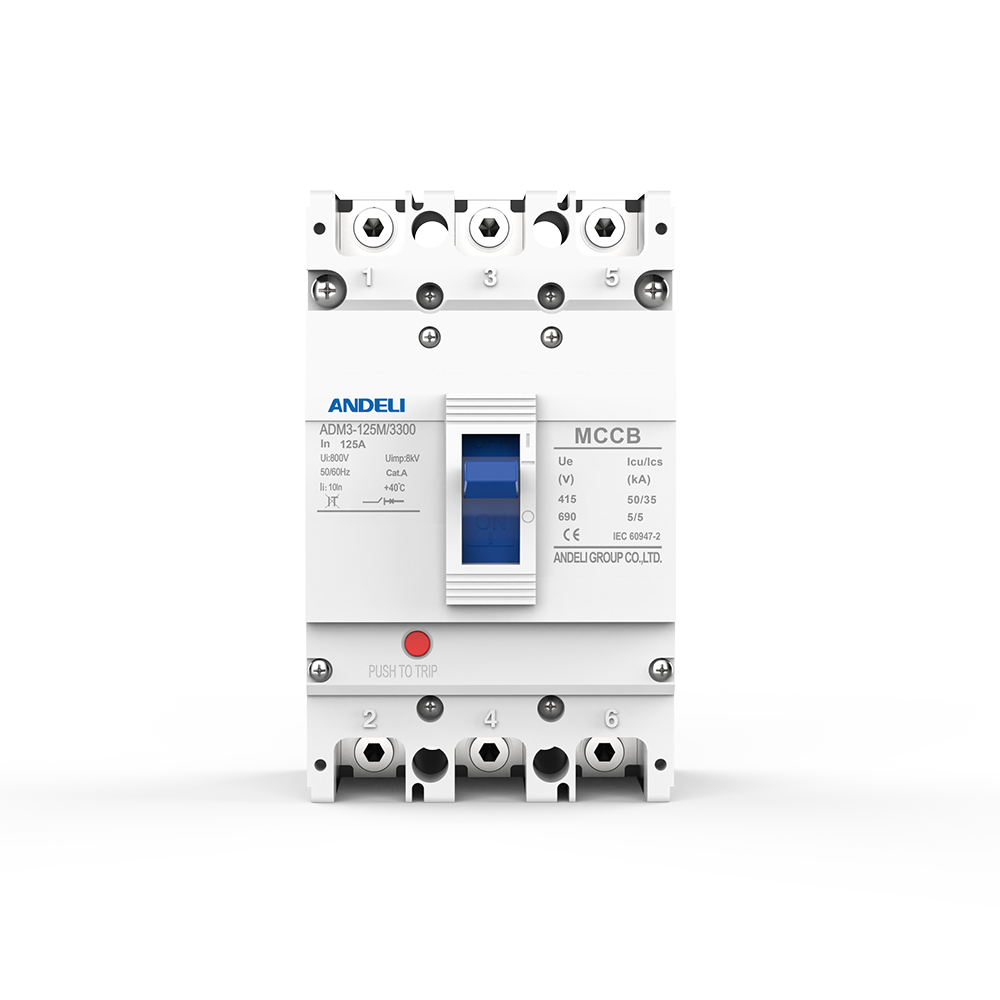 ANDELI ADM3-125M-3300 3-Pole 4-Pole MCCB Circuit Breaker 35kA Breaking Capacity 400/690V Rated Voltage 50/60Hz AC Moulded