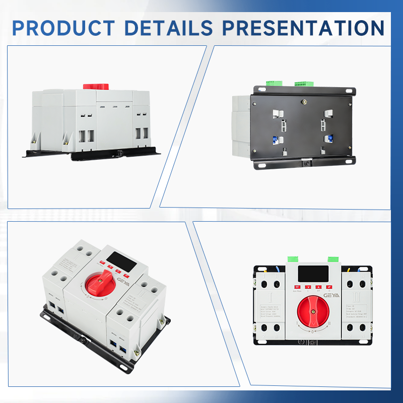 GEYA GATS-W8Z Small Size 220V 2P 3P 4P Changeover Switch ATS 10-63A Intelligent Display Dual Power Automatic Transfer Switch