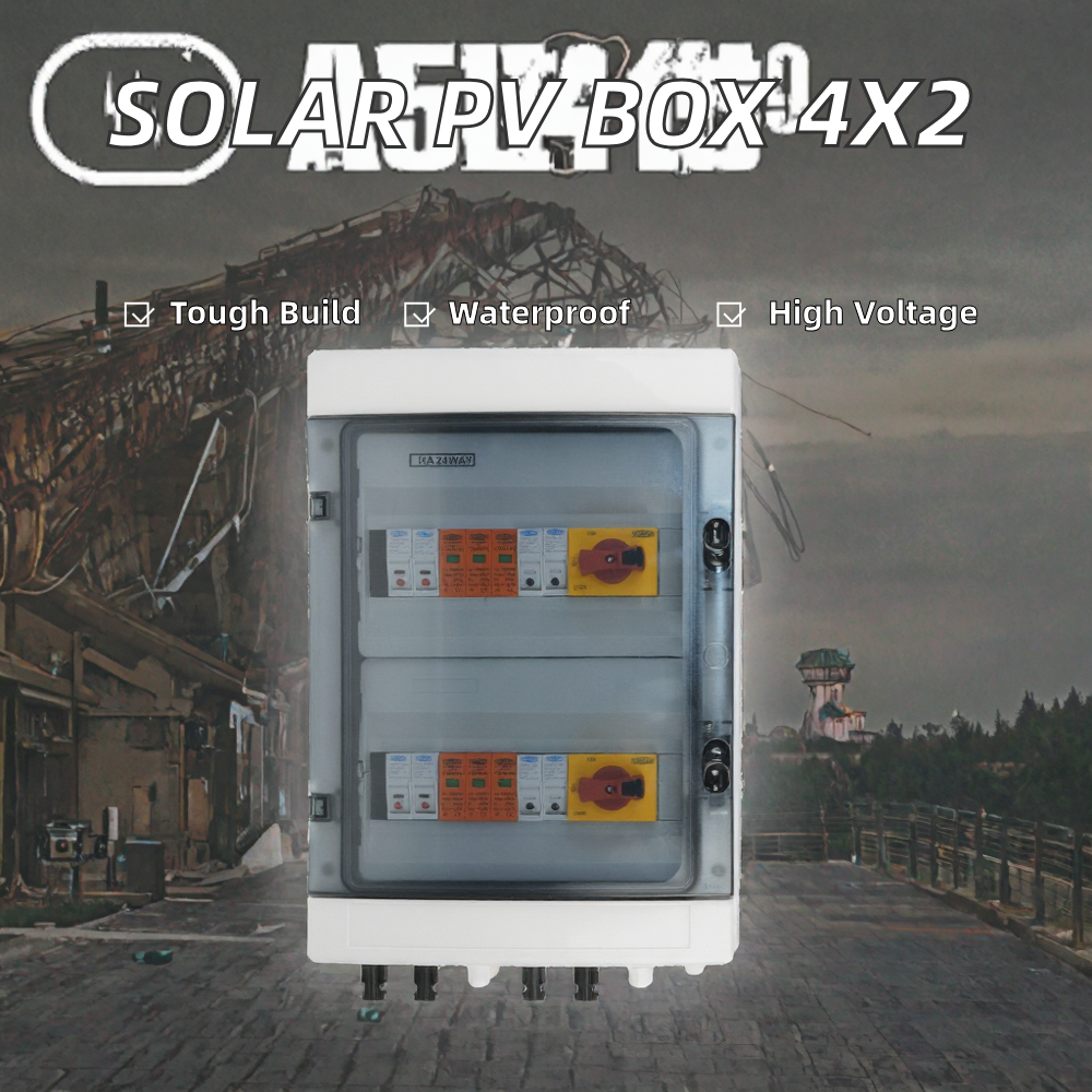For Solar Photovoltaic PV Distribution Box Lightning Protection 4 Input 2 DC 1000V Fuse MCB SPD Waterproof IP65 24-way