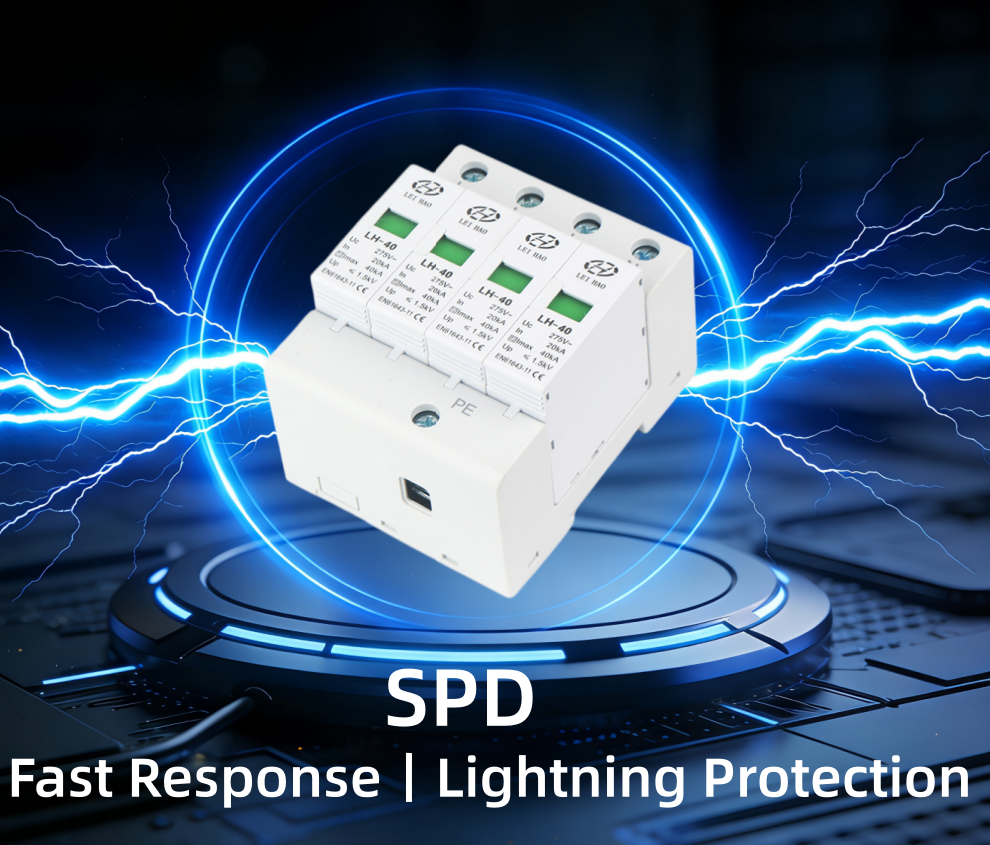 LEIHAO Factory Price DC SPD Surge Protector T1/T2 4P AC 275V 40KA CE Certified EN Standard Lightning Arrester