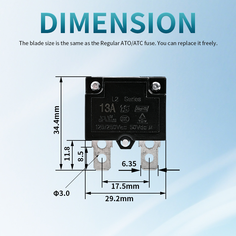 L2 3-20A 1P DC Circuit Breaker Motor Switch Electric Thermal Overload Protector High Breaking Capacity For Solar EV Marine