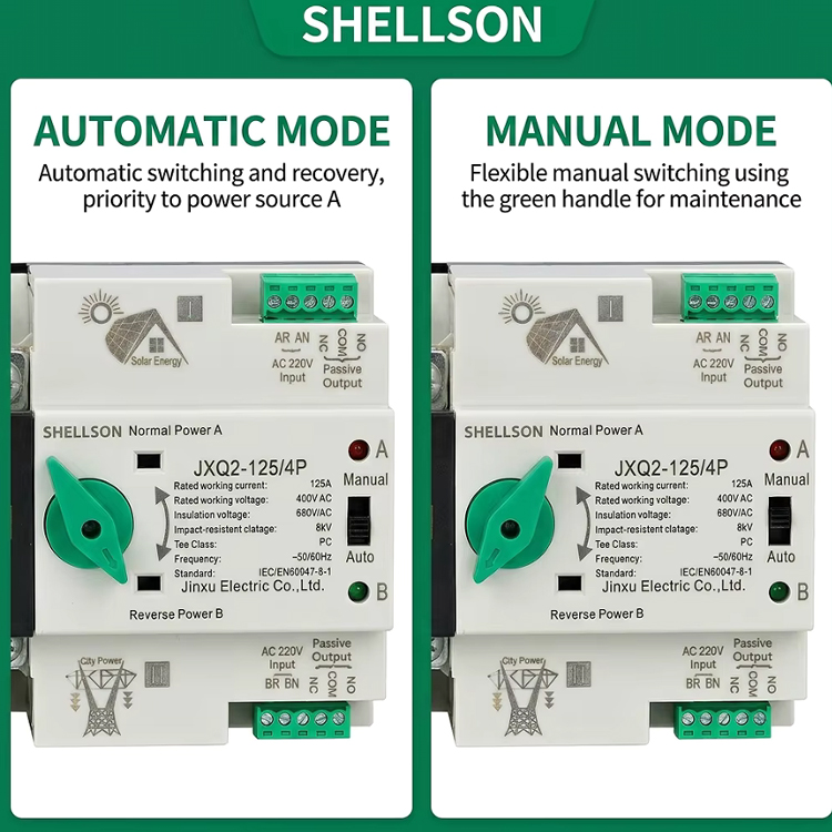 2P 16A 40A 63A 100A Automatic Transfer Switch Electrical Switches Dual Power Circuit Breakers