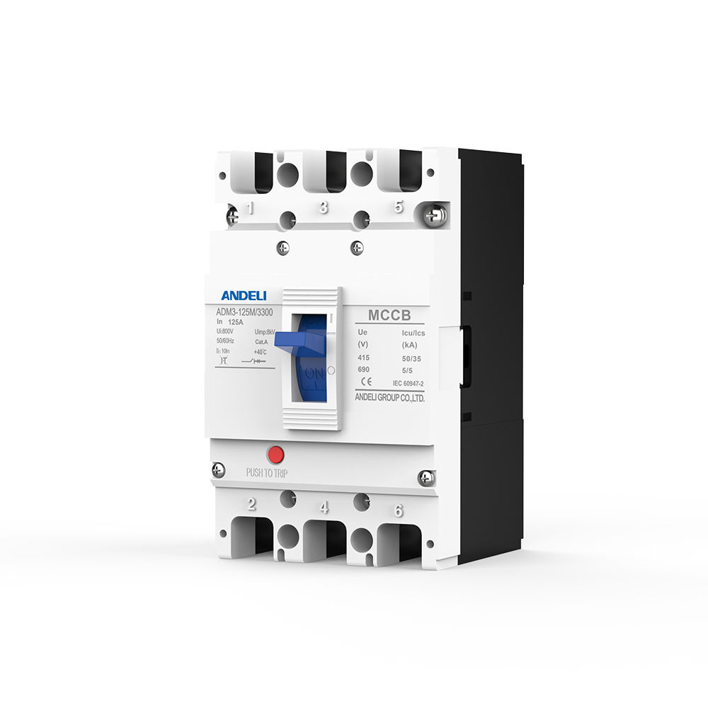 ANDELI ADM3-125M-3300 3-Pole 4-Pole MCCB Circuit Breaker 35kA Breaking Capacity 400/690V Rated Voltage 50/60Hz AC Moulded