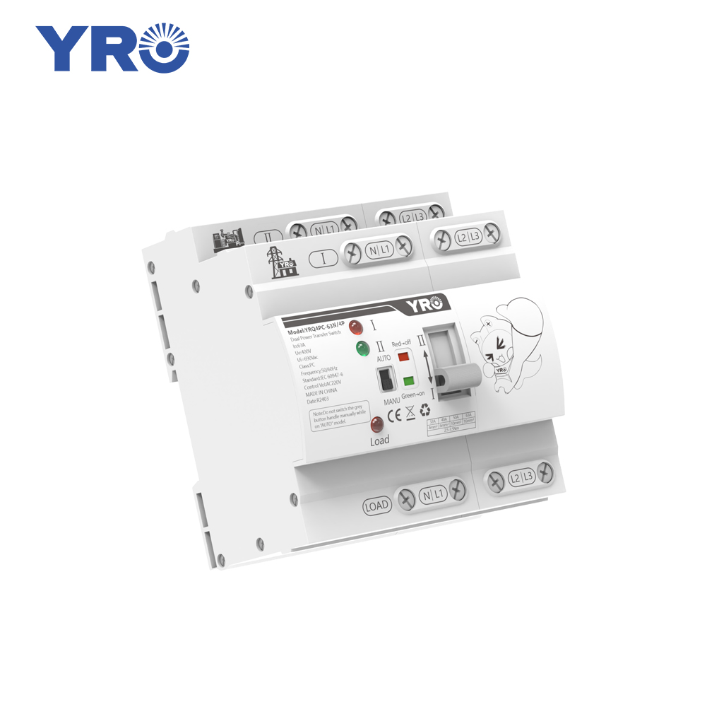 YRO Smaller Size 2P 63A ATS New Dual Power Top Automatic Transfer Switching Din Rail Change Over Switch Industries Electrical