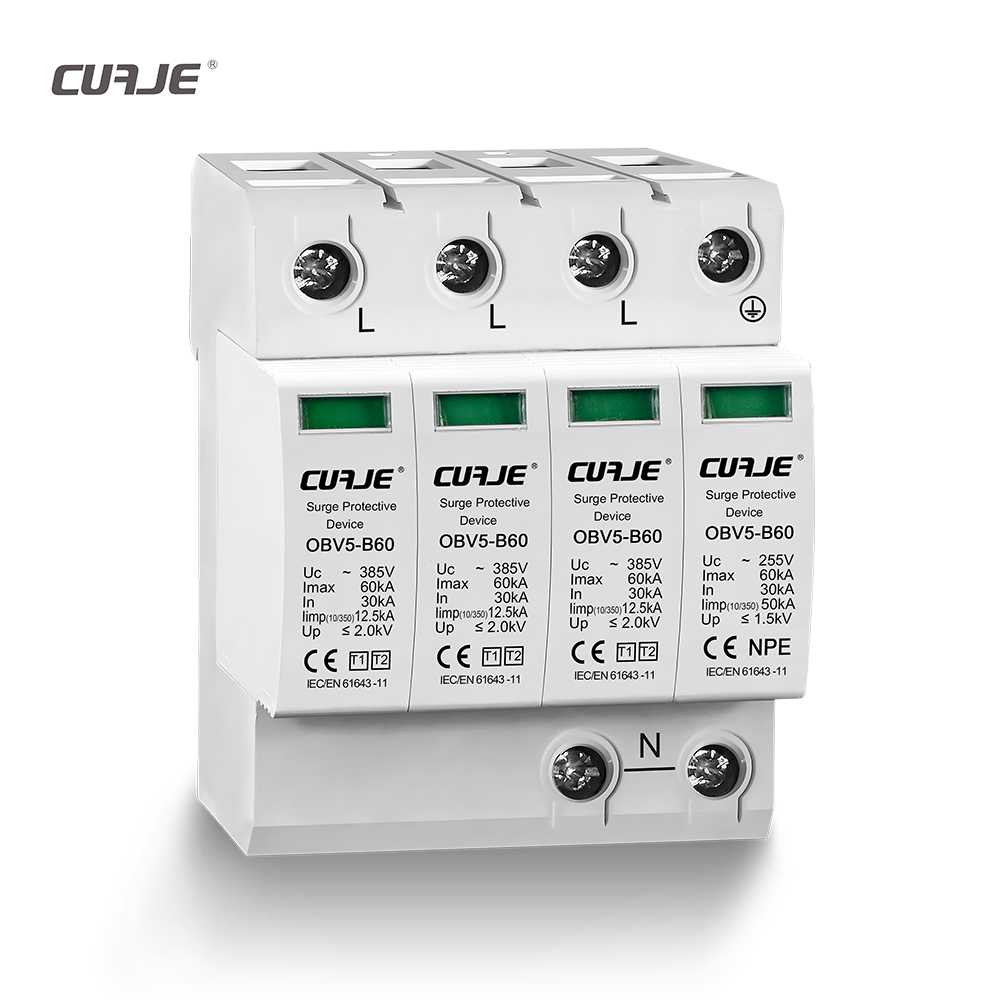 Industrial 3-Phase 4-Pole Power Surge Protective Device 60KA Lightning and Surge Protection CUAJE T1+T2 IEC61643-1