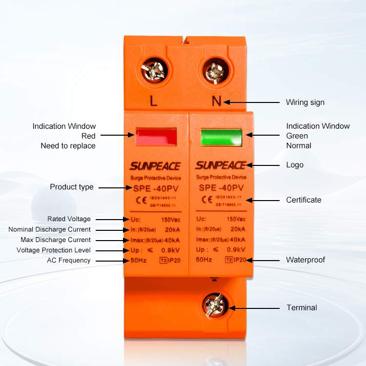 1P 2P 3P 4P DC SPD T3 20KA 40KA 500v 600v 800v 1000v 1200v Surge Protection Devices For Industrial Use Home Arrester For PV