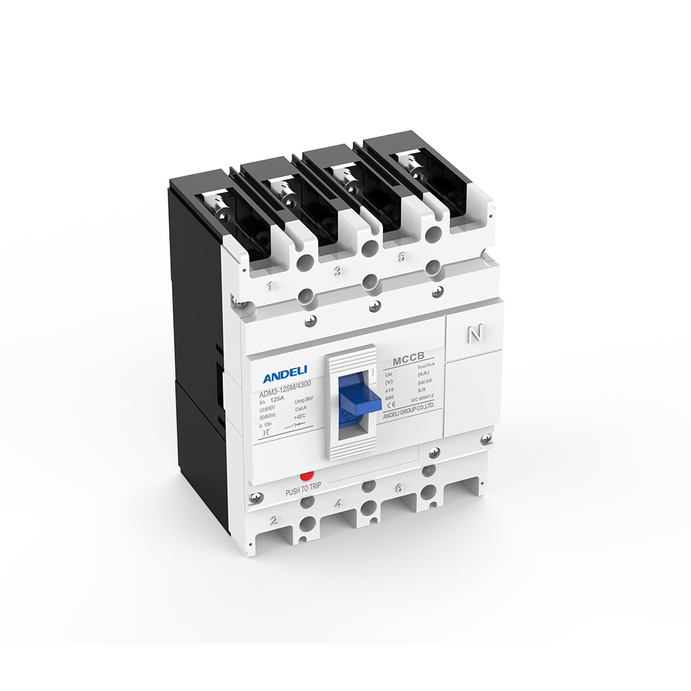 ANDELI ADM3-125M-4300 125A 35kA Breaking Capacity Molded Case Circuit Breaker 4P MCCB 50/60Hz 400/690V 8kV Class Programmable