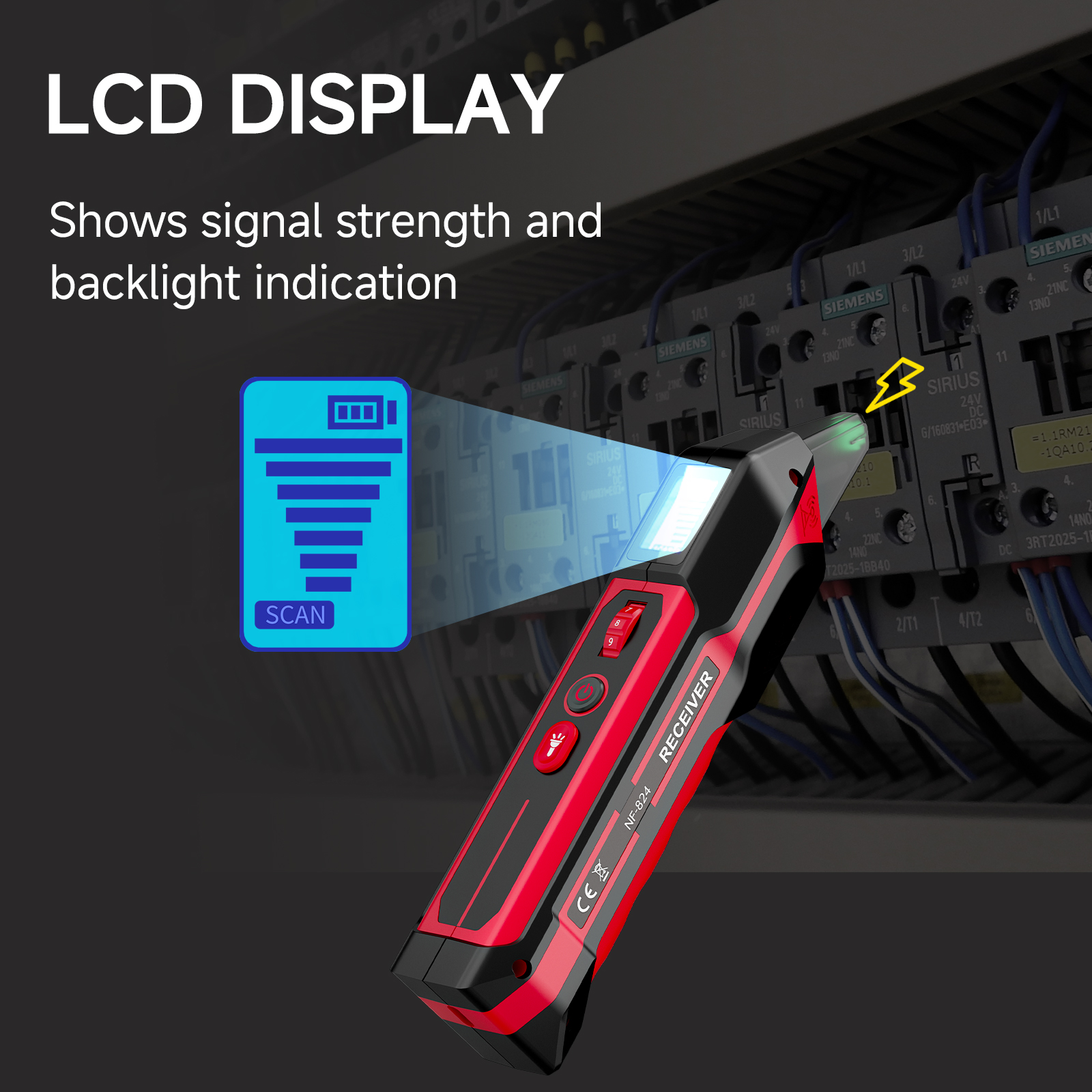 NOYAFA NF-824 Digital Circuit Breaker Finder &amp; GFCI Outlet Tester - Voltage Tester With Non Contact Voltage Detection
