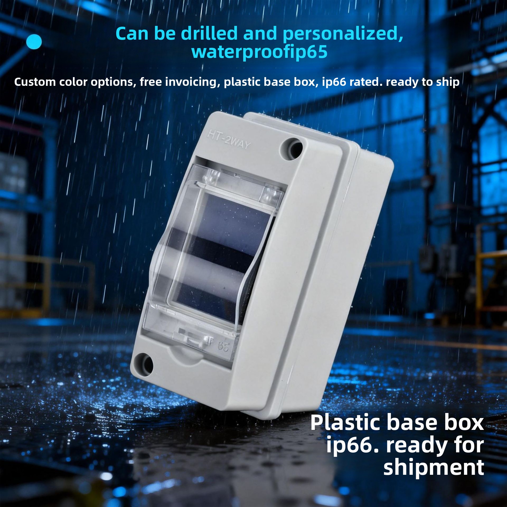 Small 2-circuit Outdoor Waterproof Distribution Box IP65abs Plastic air Switch Box Circuit Breaker HT-2WAY 63A