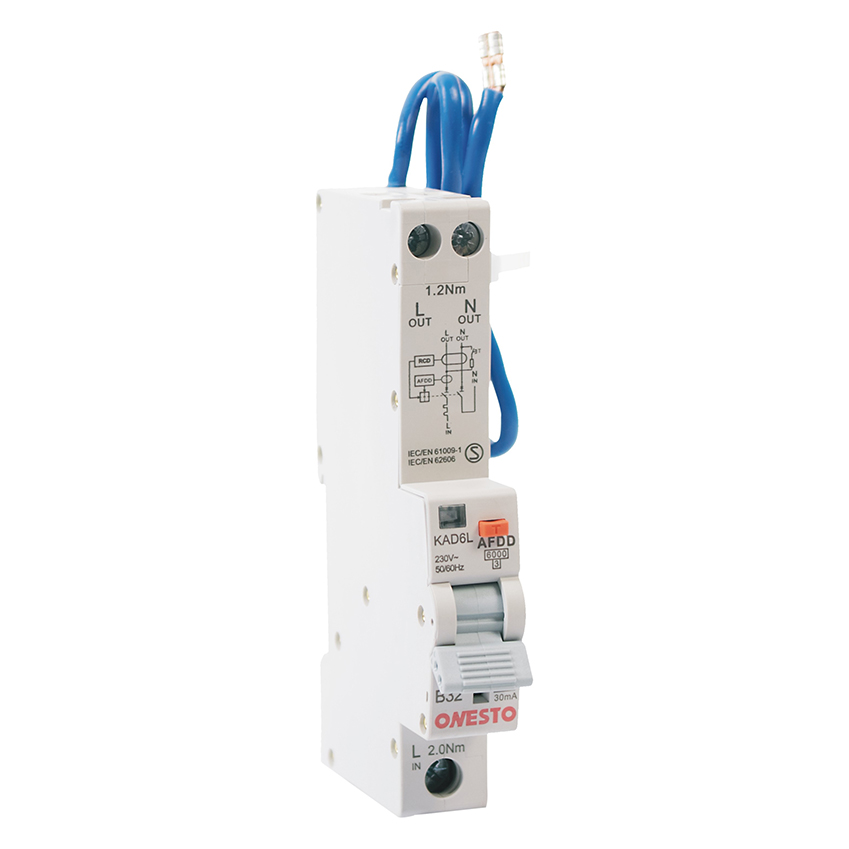 ONESTO AFDD with Integrated RCBO Breaker 30mA Arc Fault Protection with Short Circuit Overload Earth Arc Faults 1P+N 240V AFDD