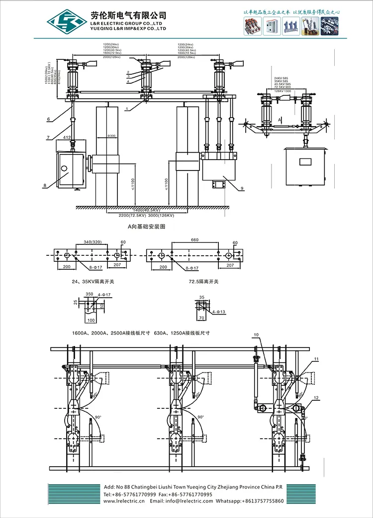 110kv 1250A Double Earthed Disconnector