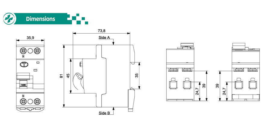 ADDF7-63 25A AFDD Isolator Arc Fault Interrupter 230V 1P+N 2P Copper &amp; Plastic High Breaking and Making Capacity