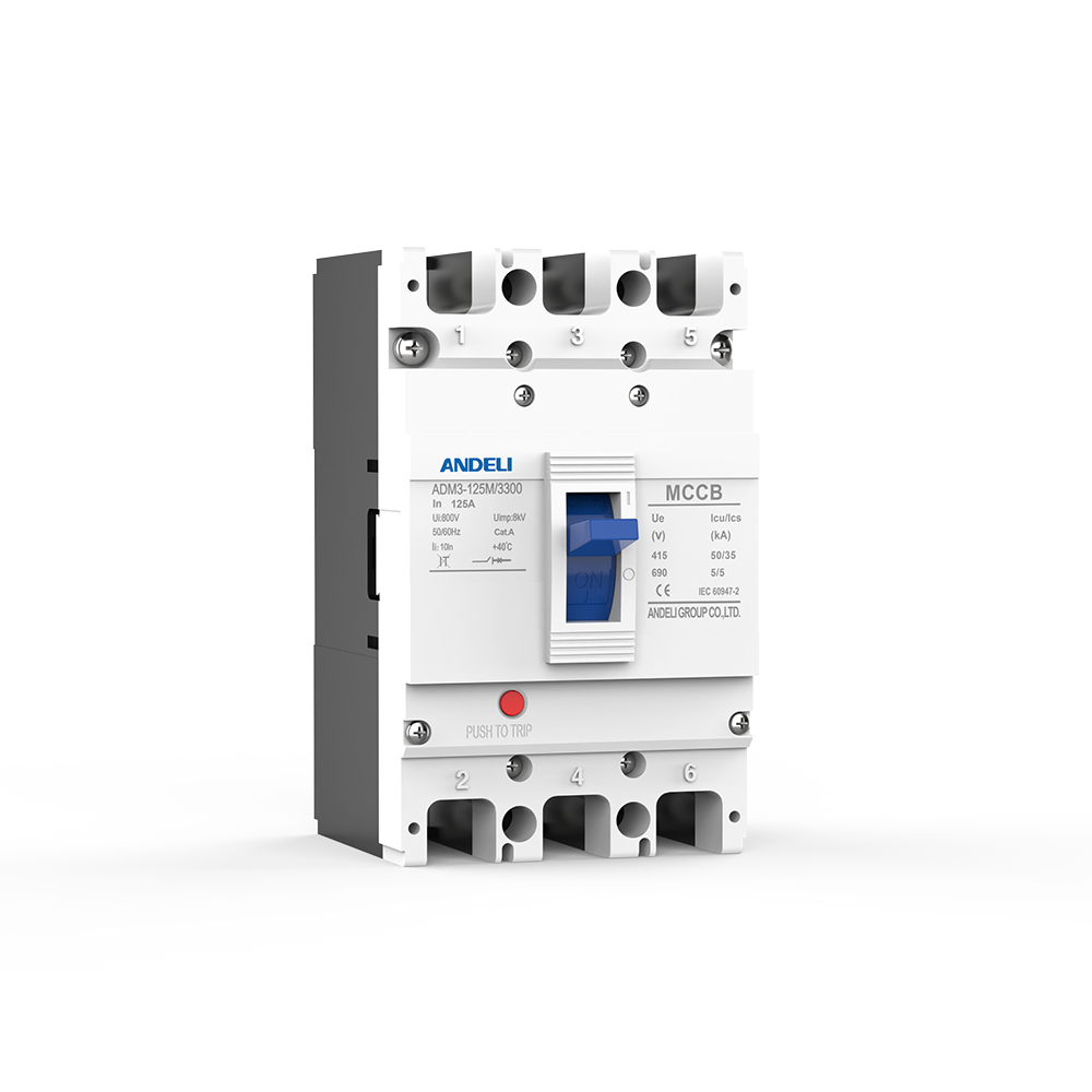 ANDELI ADM3-125M-3300 3-Pole 4-Pole MCCB Circuit Breaker 35kA Breaking Capacity 400/690V Rated Voltage 50/60Hz AC Moulded