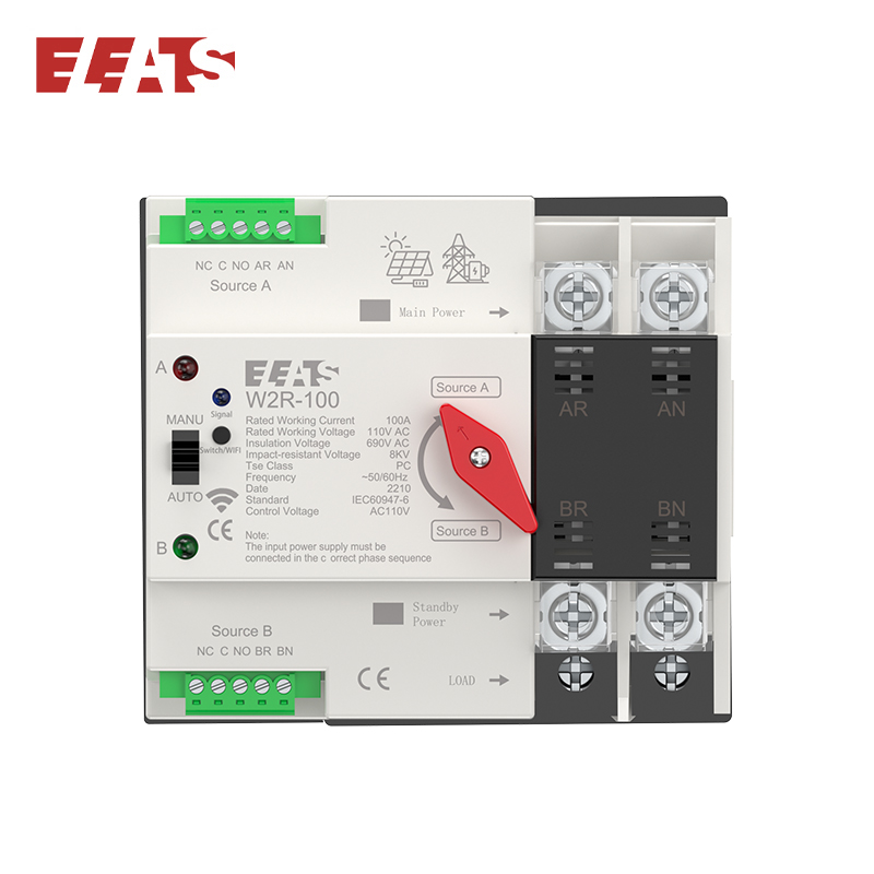 ELEATS Smart WiFi TUYA Automatic Transfer Switch 63A 100A 2P 4P Changeover Switch for Solar System &amp; Distribution