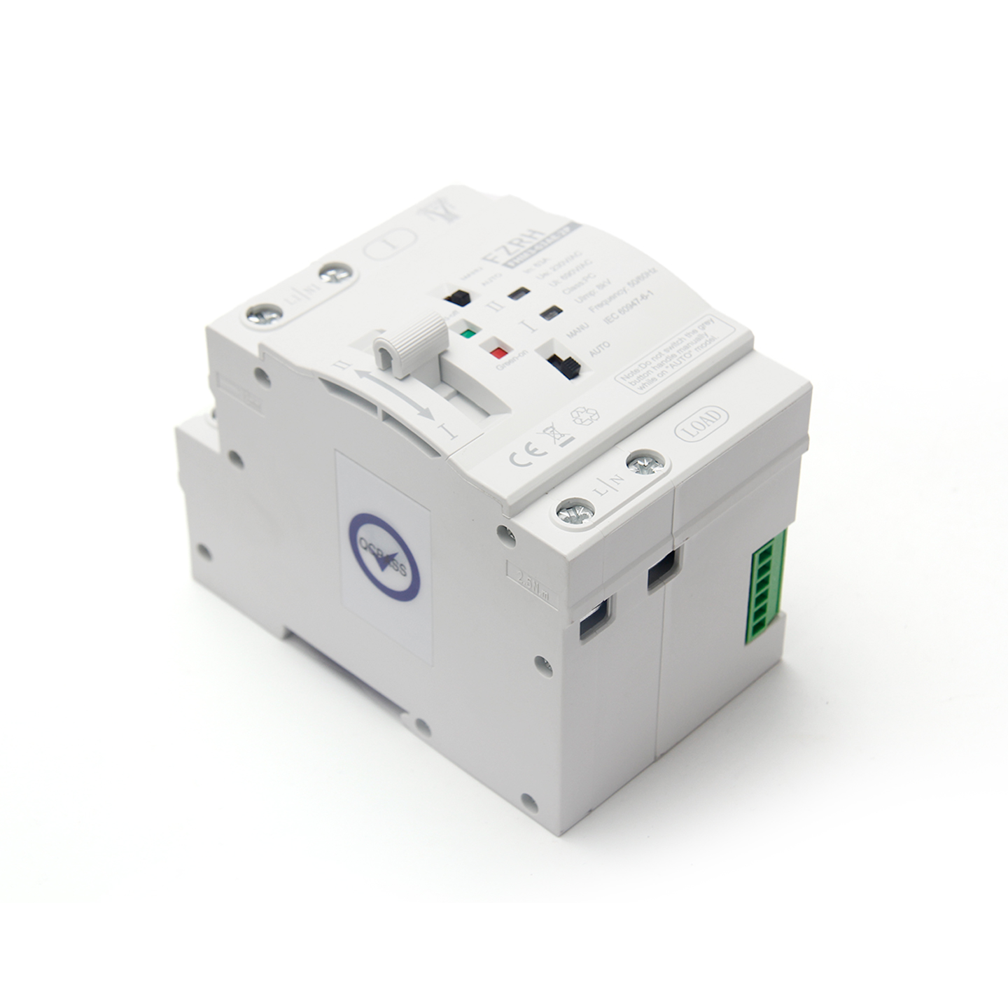 FZRH Changeover Switch 2Poles AC 220V 50/60HZ 63A 10kA Breaking Capacity Automatic Transfer Generator ATS Controller Electrical