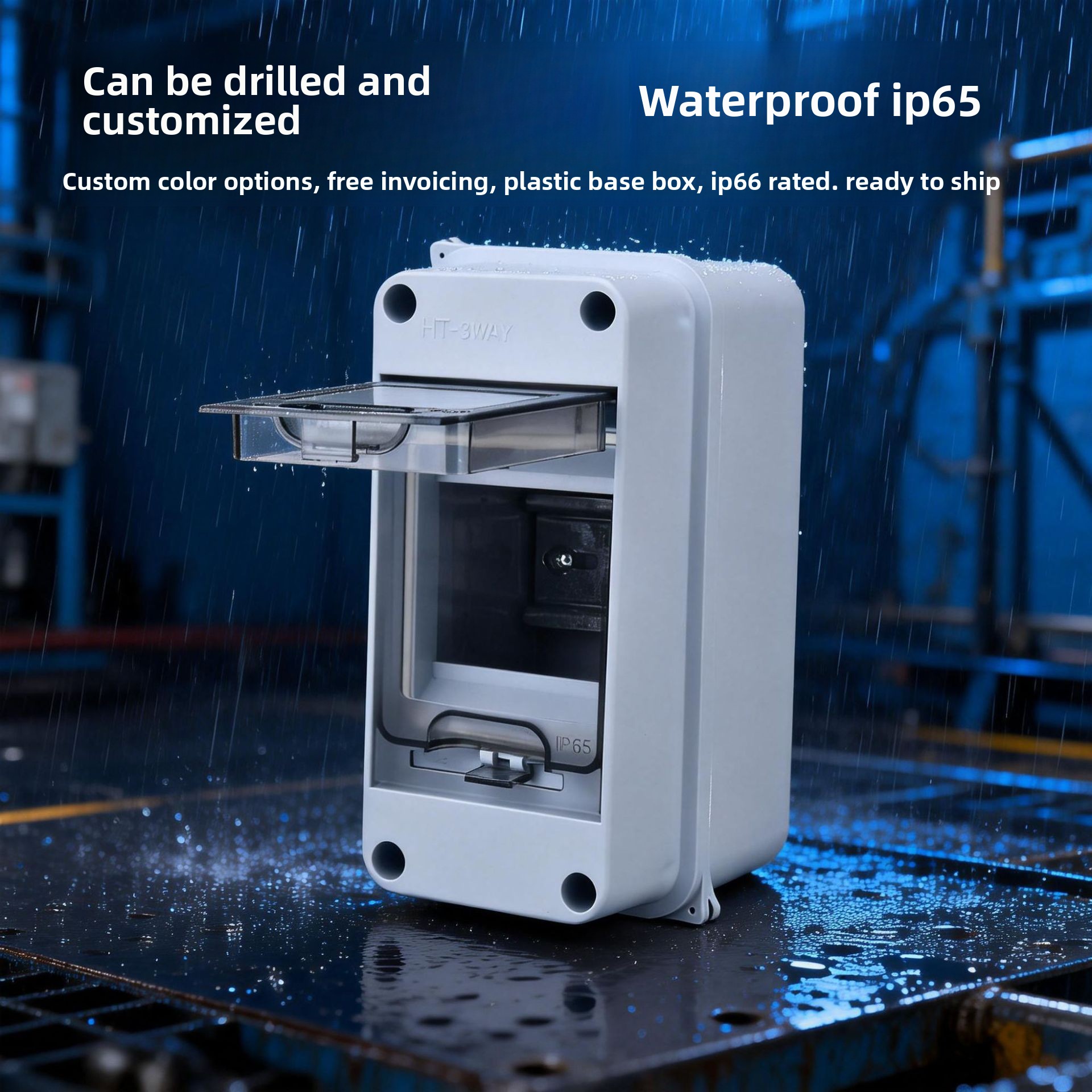 HT-3WAYHT-3WAY Open Outdoor IP65 Waterproof Distribution Box With Circuit Breaker For Charging Pile