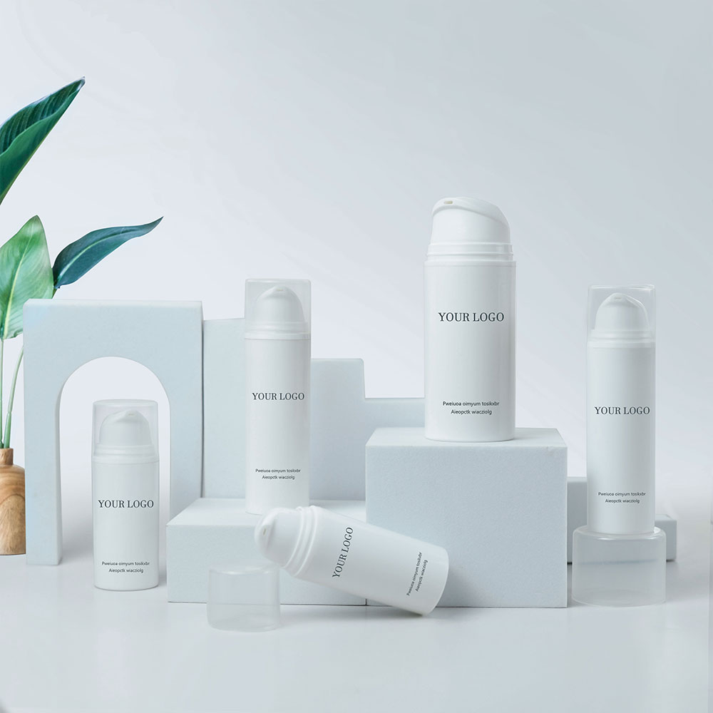 Custom logo Airless Pump Bottle White Plastic 30ml 50ml 80ml 100ml 120ml 150ml 200ml Airless Vacuum Cosmetic Pump Bottle