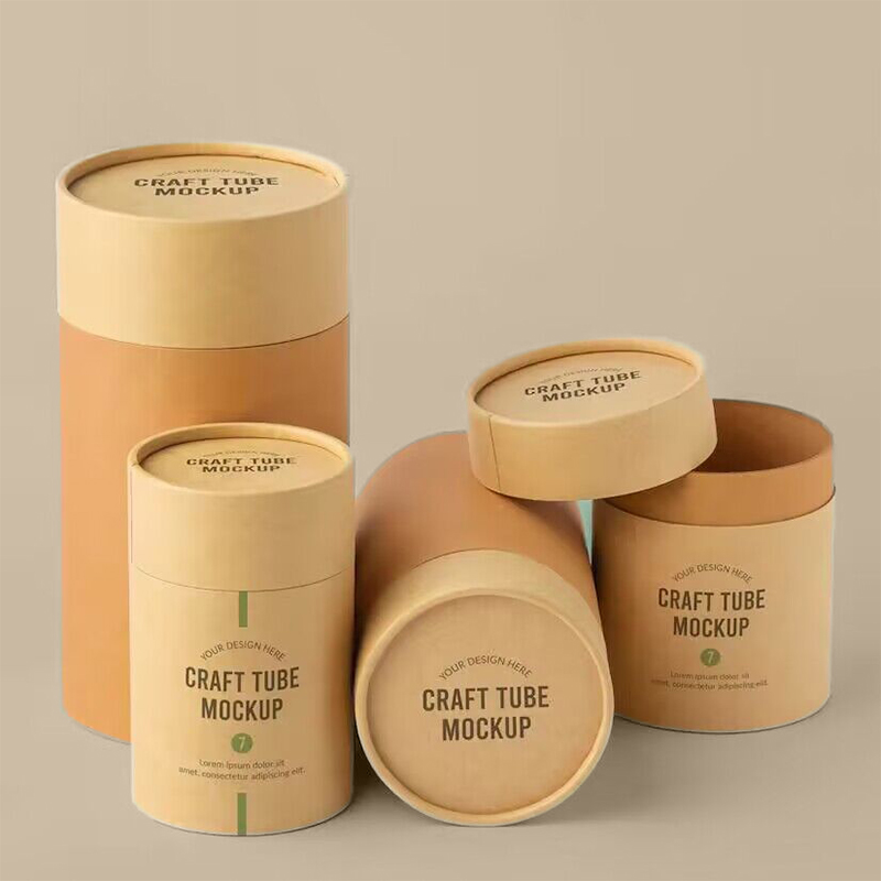 Zero Plastic Brown Paper Tube Packaging Custom Cardboard Cylinder Box Packaging for Candle/Bottle/Cosmetic