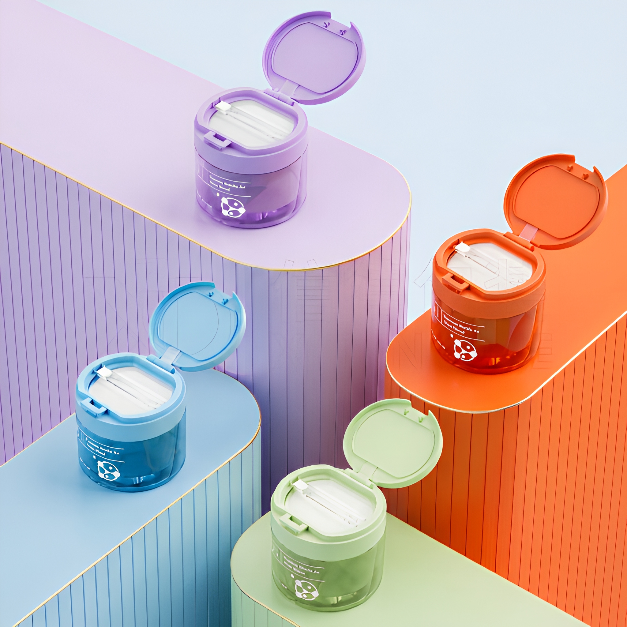 Custom OEM/ODM Refillable Cosmetic Jar Luxury Skincare Packaging Jars Toner Cotton Pad Container with Tweezers Food Grade PET/PP