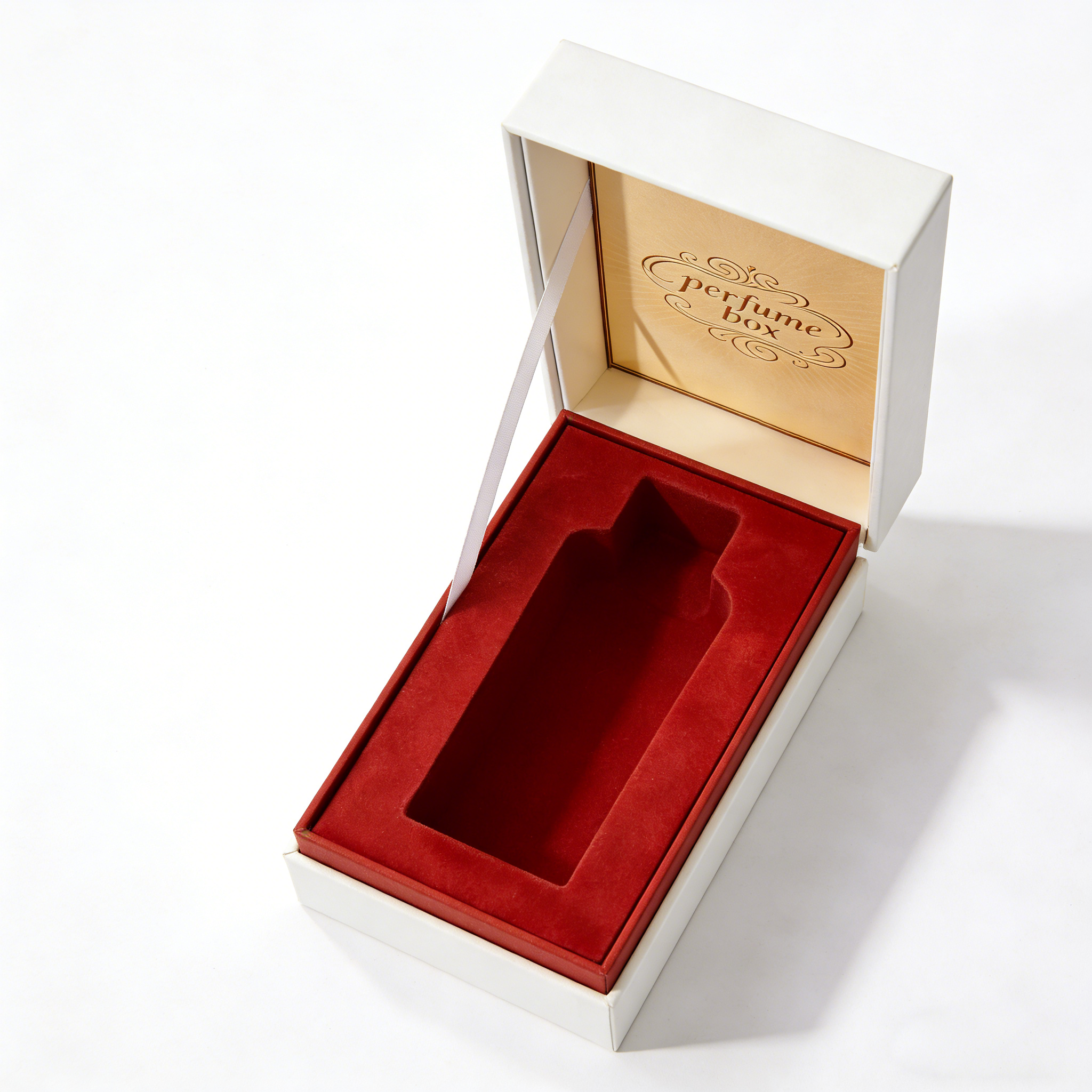 Luxury Perfume Gift Box with Velvet Insert Gold Foil Inner Lid UV Coated Rigid Cardstock Packaging Custom Printed Wholesale OEM