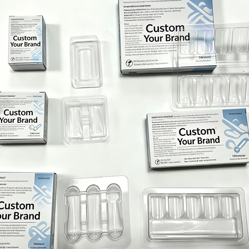 Custom logo Waterproof Medicine Packaging 2ml/3ml/10ml Label and Pep Box 1pack 2Vials Plastic Tray Holographic Box