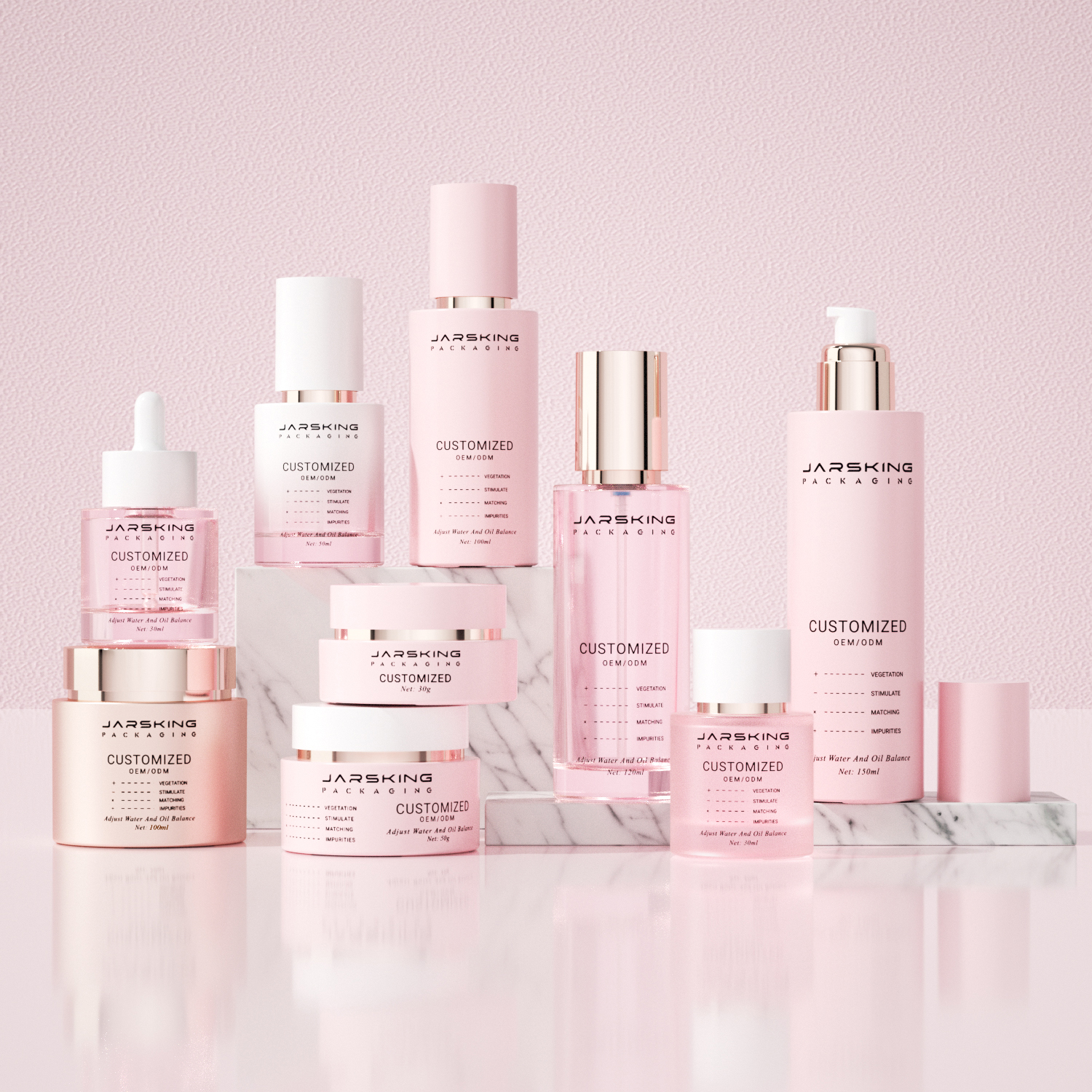 Clean Beauty Premium Skincare Containers Round Packaging Jars and Bottles Glass Cosmetic Toner Pump Bottle Customizable