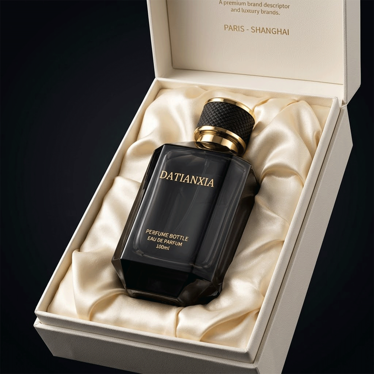 New Arrival Unique Shape Glass Perfume Bottle 30ml 50ml 100ml Black Glass Perfume Bottle With Box Packaging And Lid