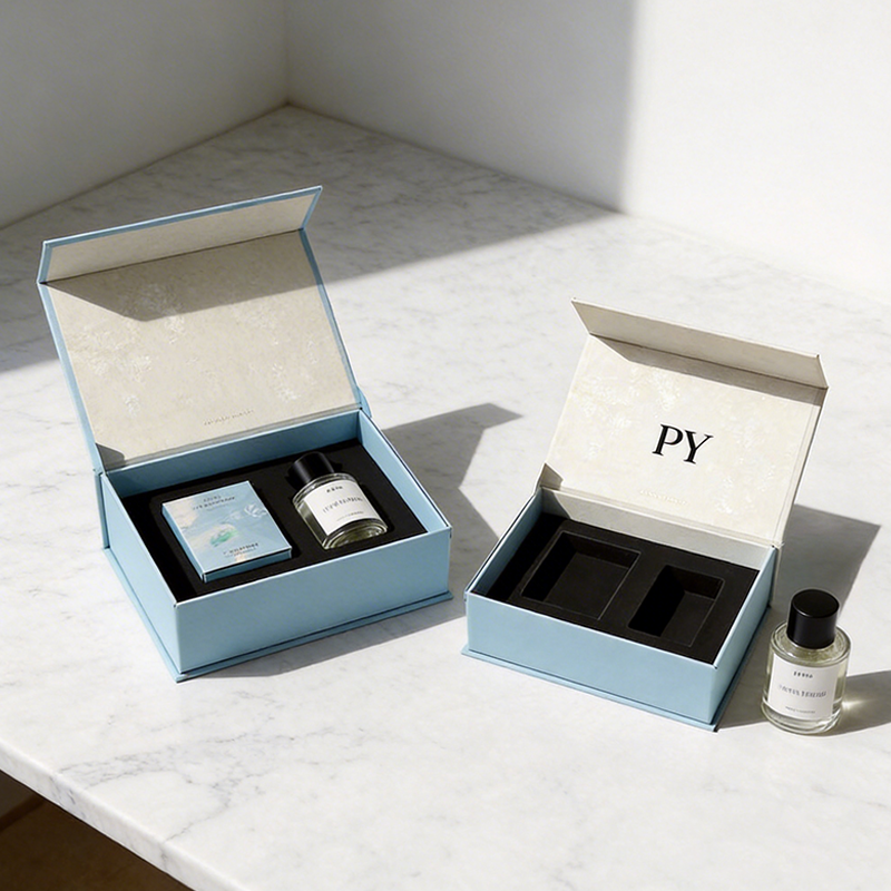 Custom Logo Design Sample Luxury Premium Packaging Empty Rectangle Cosmetic Beauty Tool Set Perfume Bottles Rigid Paper Boxes