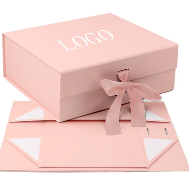 Big Logo Folding Collapsible Cardboard Baby Black Luxury Gift Packaging Rigid Magnetic Paper Boxes with Lid for Small Business