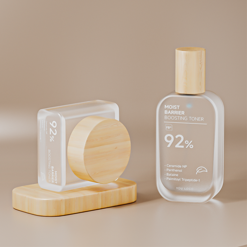 Fuyun Wholesale Cosmetic Packaging square clear Frosted Empty Serum Lotion Glass Bottle with Pump