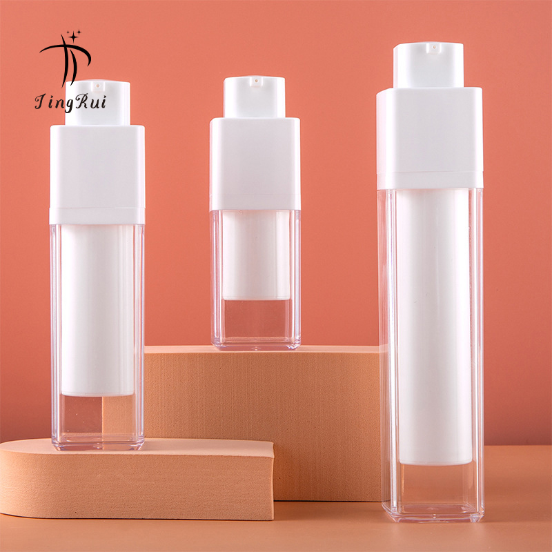 Square Frosted Matte Airless Lotion Pump Bottle 15ml 30ml 50ml Twist up Facial Care Cosmetic Packaging
