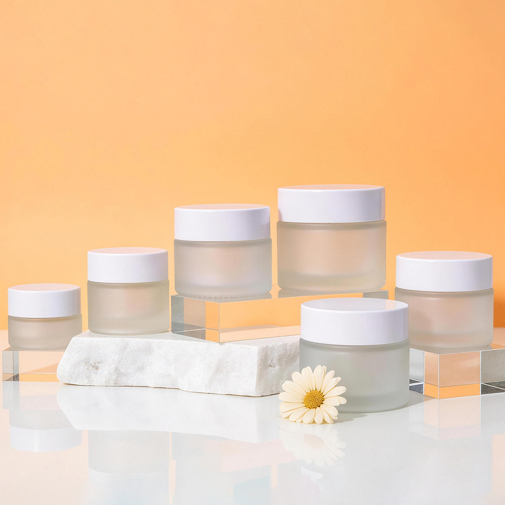 5g 10g 20g 30g 50g Empty Frosted Skincare Face Cream Jars Glass Luxury Cosmetics Jar With Lids