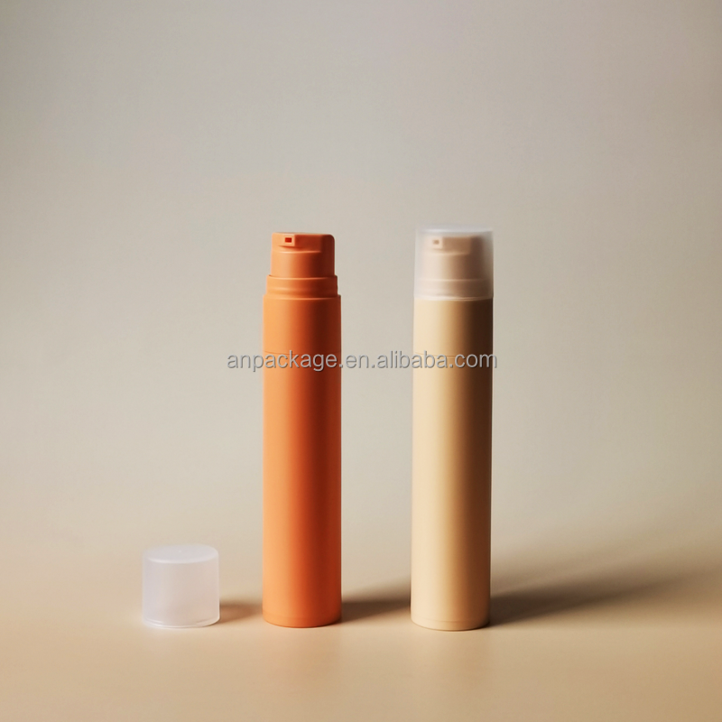High End Unique Design Round Shape Airless Pump Bottle Private Logo Printing PP Material Serum Foundation Vacuum Pump Bottle