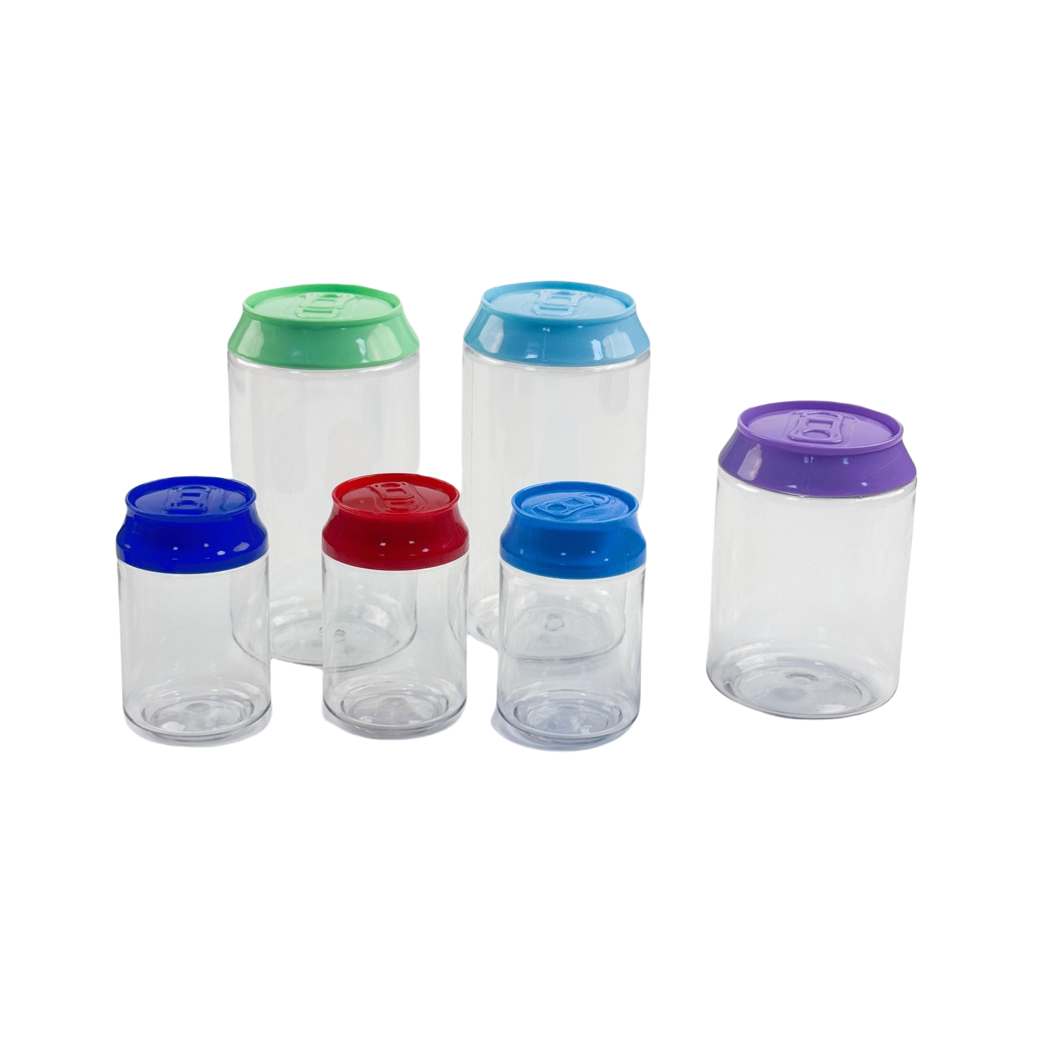 Wholesale Round Transparent Plastic 100ml 250ml 330ml 3.5g 7g Cola Soda Can Shape Candy Gummy Packaging Jar