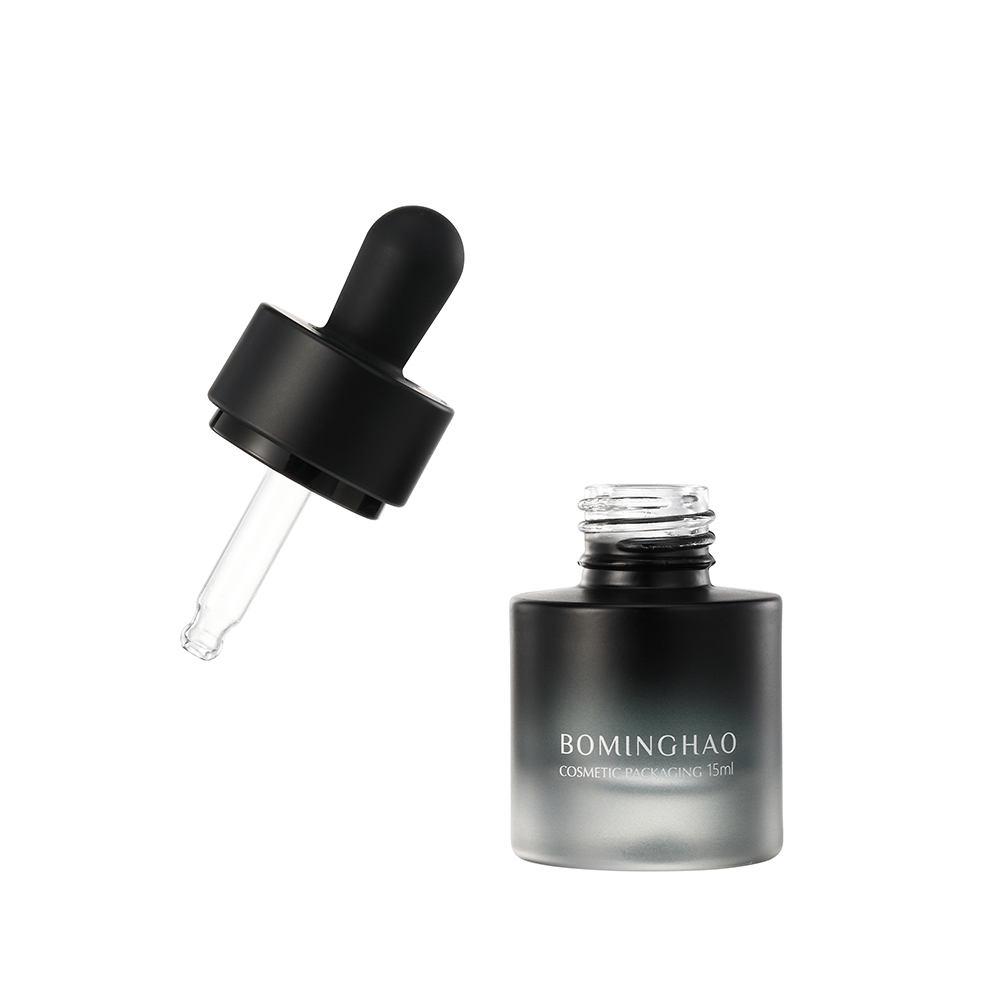 Luxury Glass Skincare Packaging Frosting Green Black Essential Oil Serum 30ml Glass Dropper Bottle