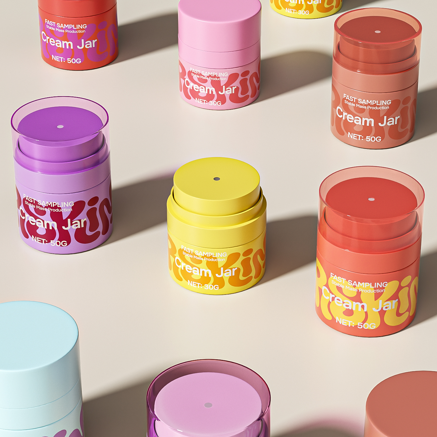 30g 50g Glass Airless Cream Cosmetic Jar Luxury Cosmetic Packaging Vacuum Pump Jar for Face Cream Skincare with Cap Wholesale