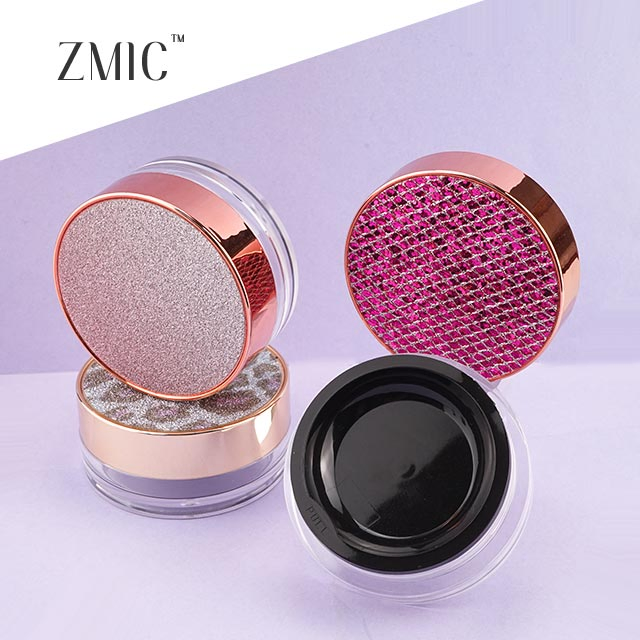 10g Round Loose Powder Makeup Packaging with Leather Top