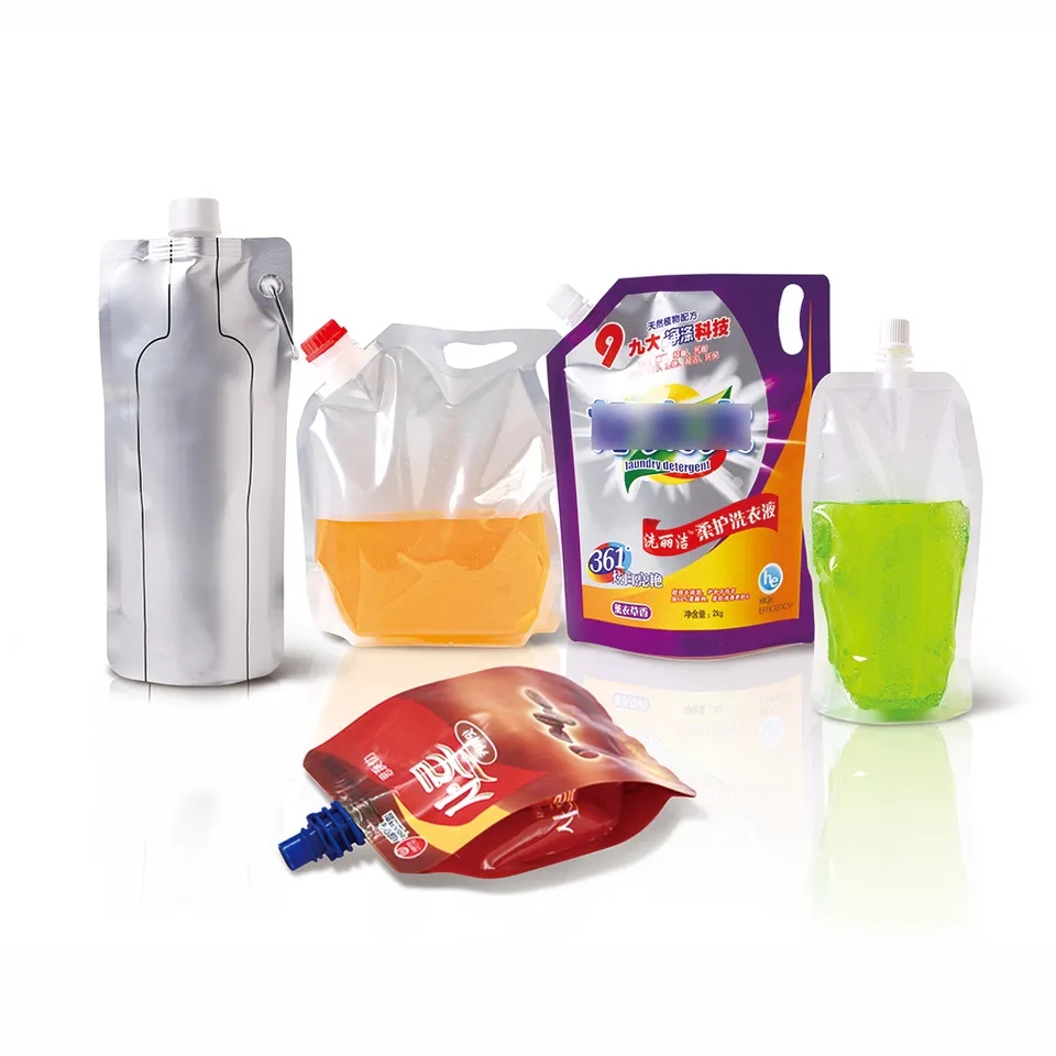 Custom Printed Refill Pouches With Spout Digital Print Eco Friendly Juice Bag Kraft Spout Pouch 500Ml Pouch Spout